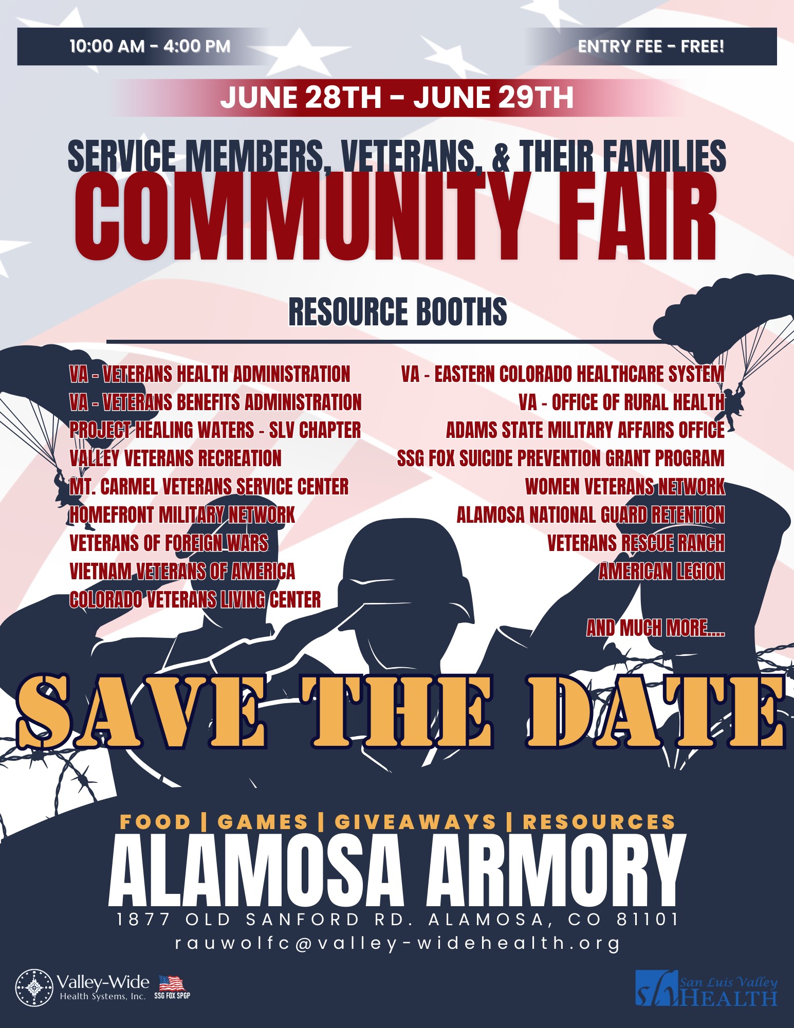 Veterans Community Fair at 1877 Old Sanford Road, Alamosa, CO June 28th and 29th