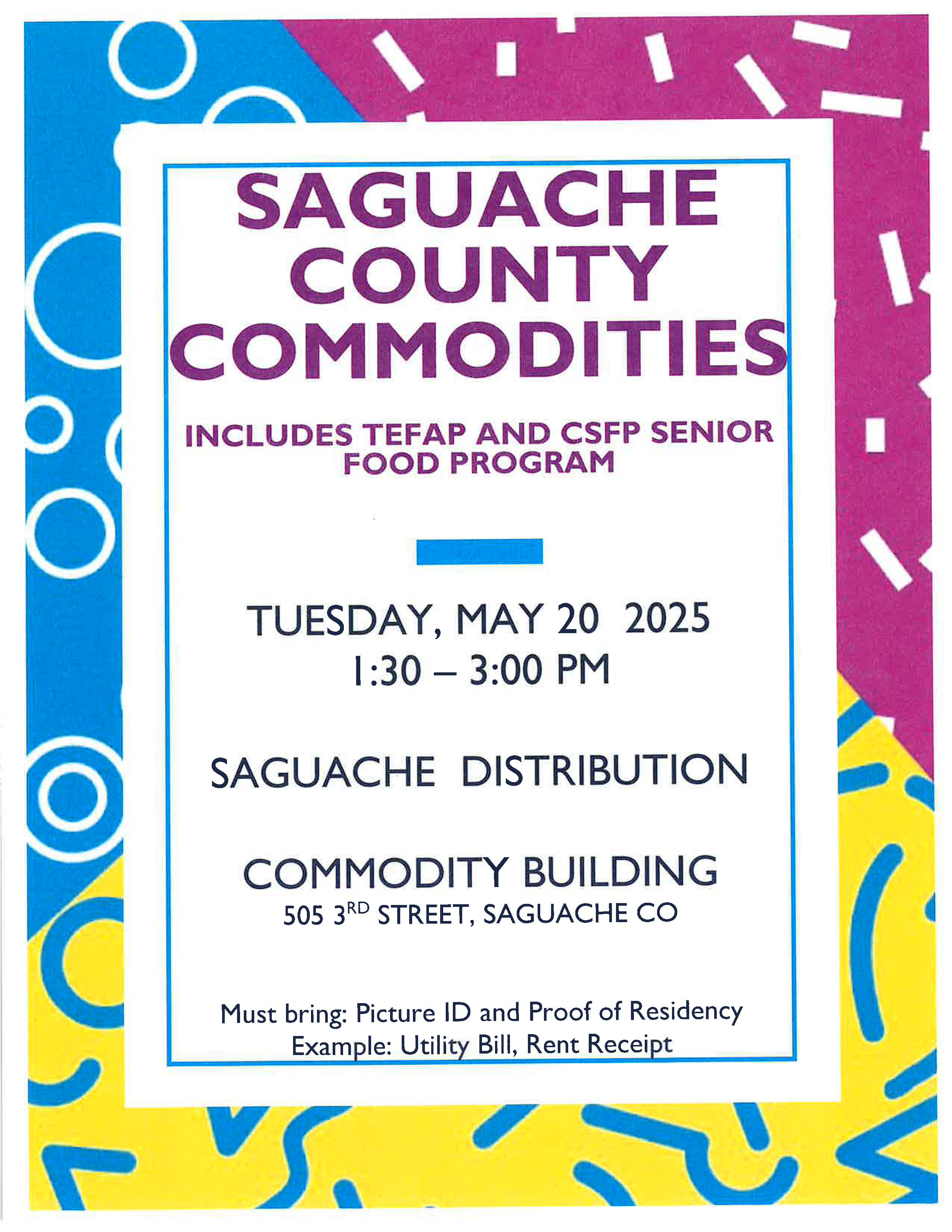 Image regarding Saguache County Commodities about the date and time