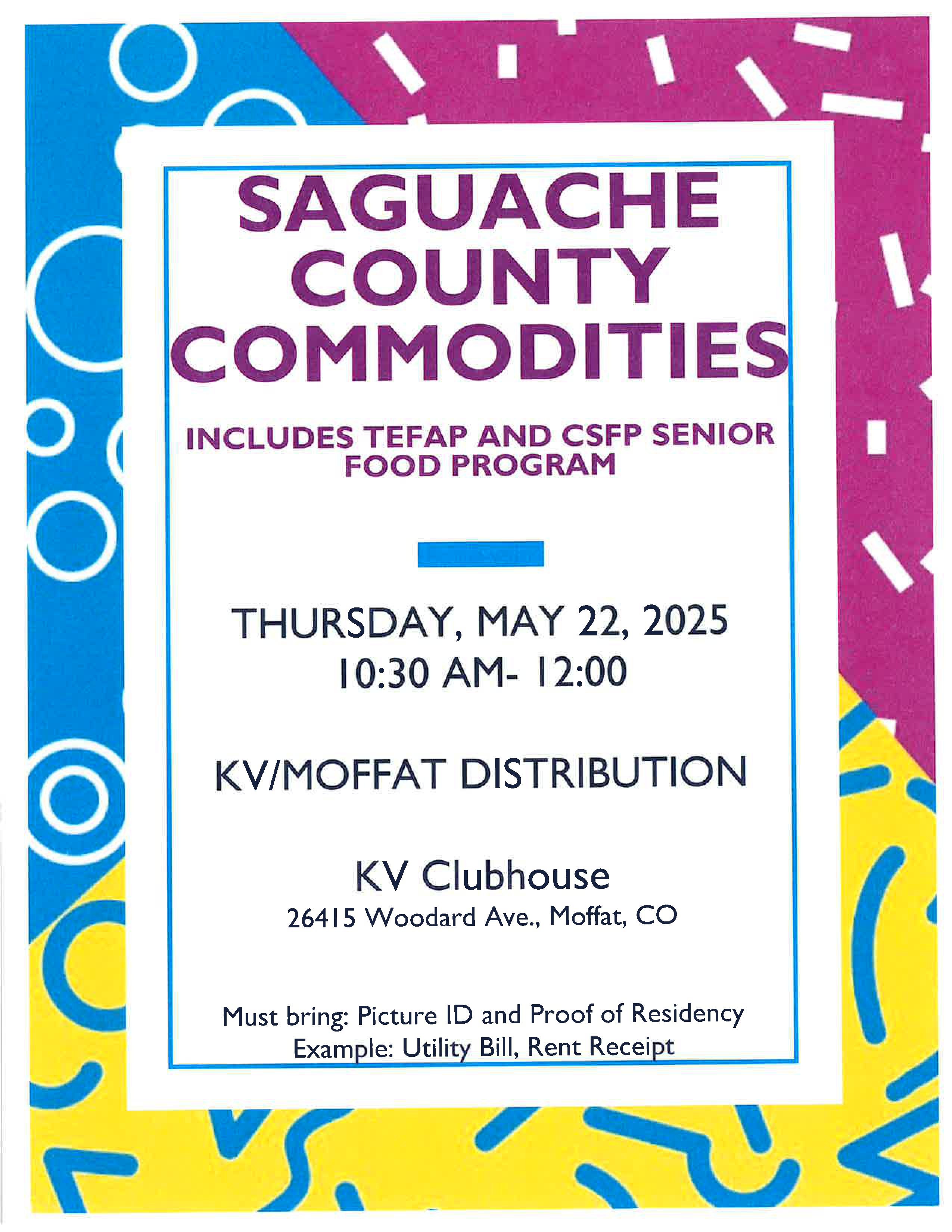 Image regarding Saguache County Commodities about the date and time