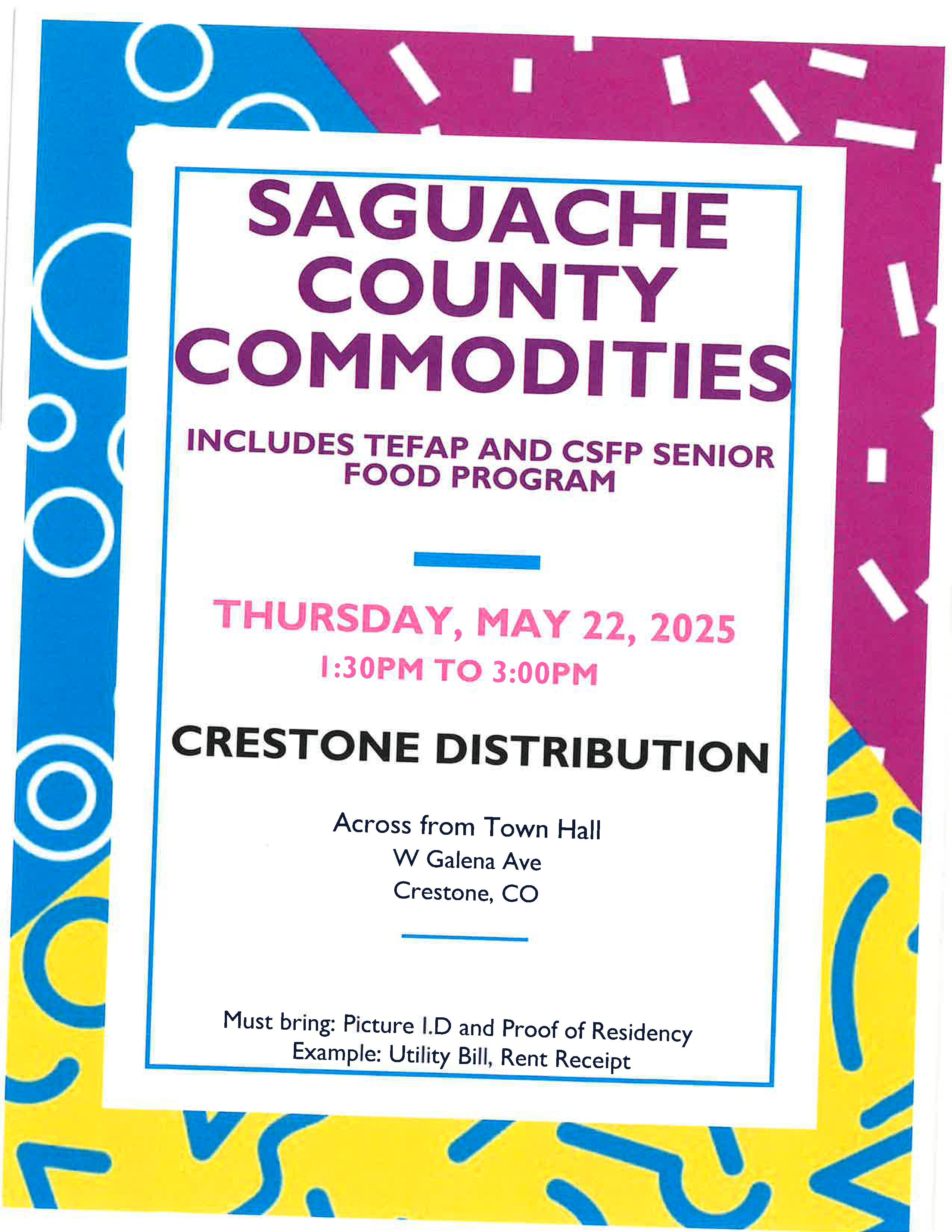 Image regarding Saguache County Commodities about the date and time