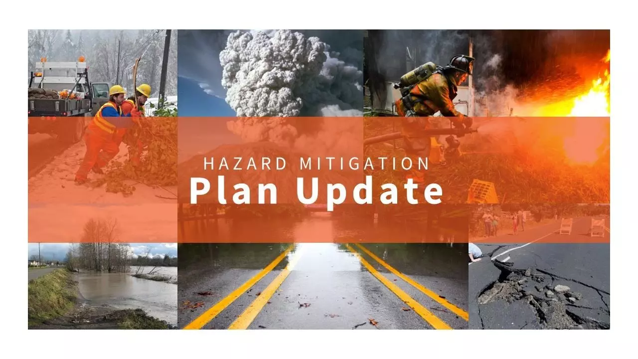 Image of hazards and the text: "Hazard Mitigation Plan Update"